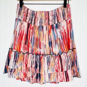 THML mulit color striped ruffle mini skirt Large